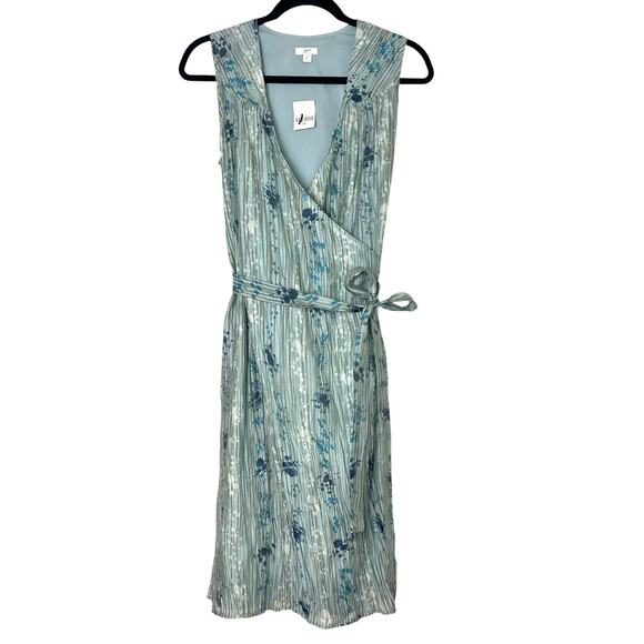 NWT J. Jill Floral Sleeveless Midi Wrap Dress Sundress V-Neck Sz 12 - Picture 1 of 10